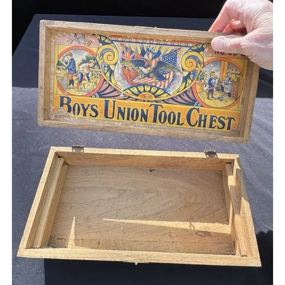 Antique Bliss Boys Union Tool Chest No 600B Wood Box Storm King Door Hanger